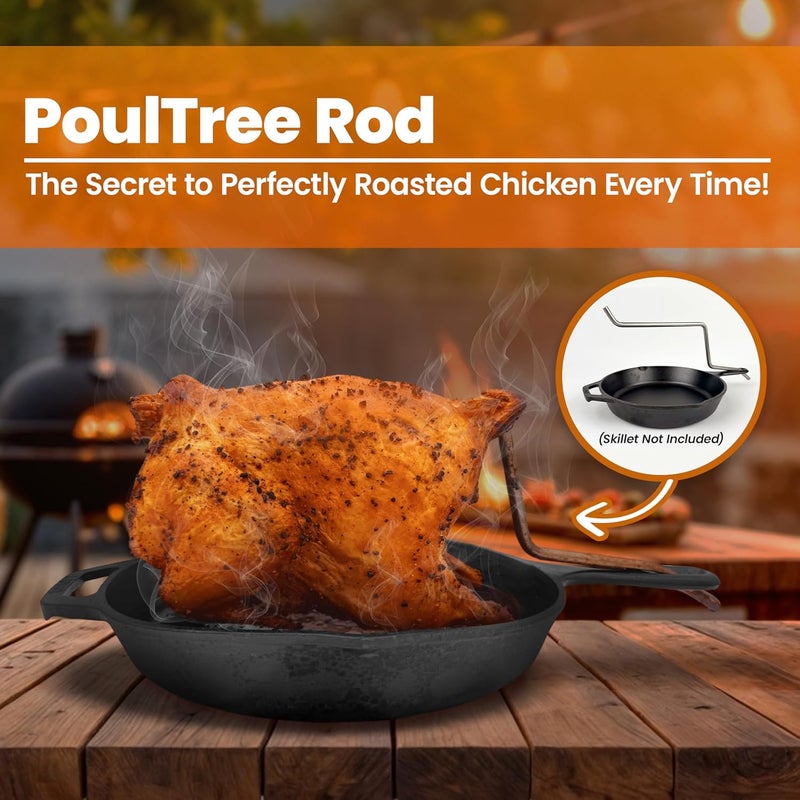 PoulTree Store عصا تحميص الدجاج – لحم عصاري وقشرة مقرمشة – للشواء، الفرن والمدخن – على طراز الشواية بدون دوران – طهي الحمل الحراري بسهولة - عصا فقط - Image 2